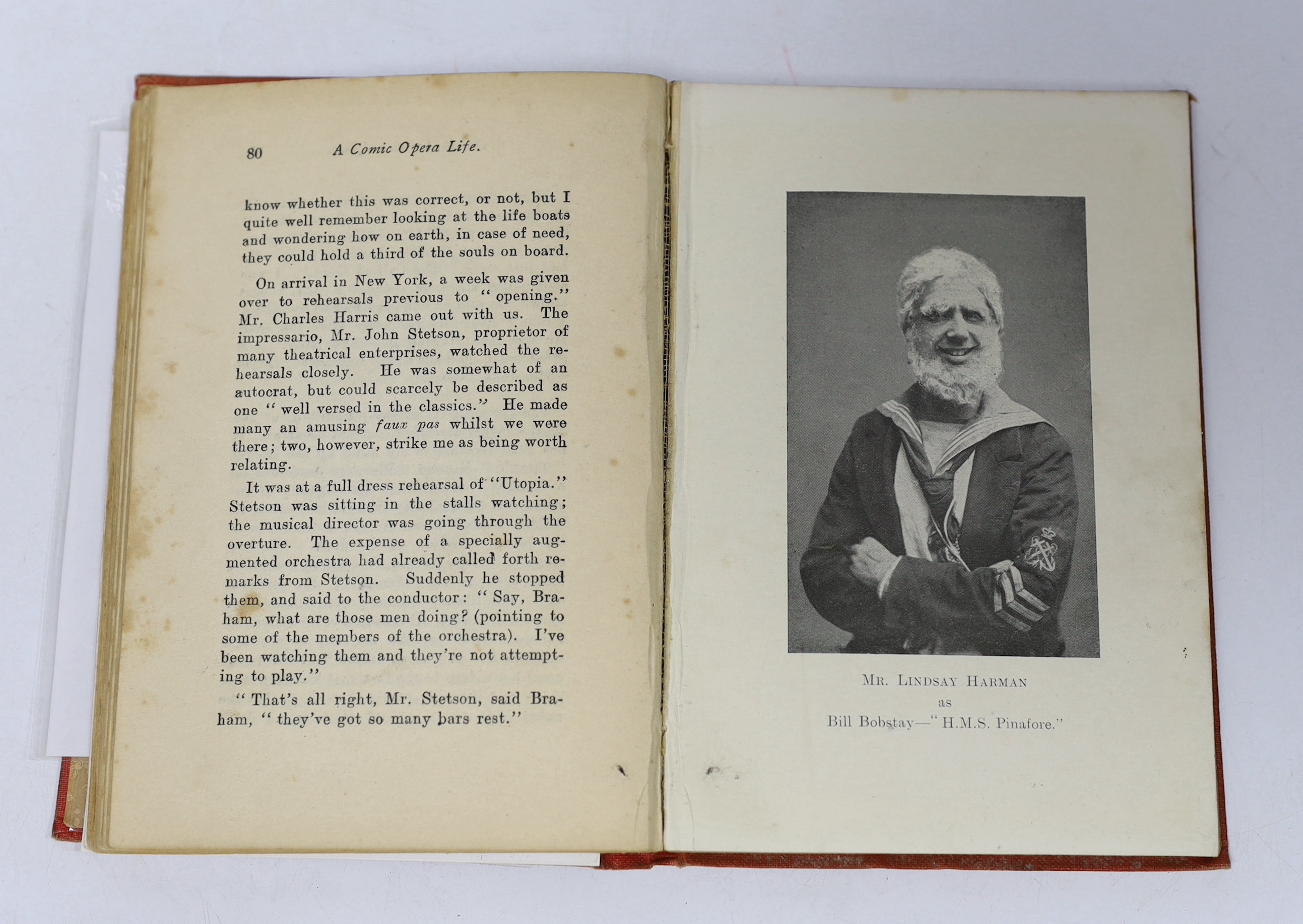 D’Oyly Carte interest; a cased silver cigarette case inscribed ‘To A.J. for hard work done from H.E.B. S. African Tour 1902-03, hallmarked Chester 1902, together with a signed Lindsay Harman, ‘A Comic Life’ and W.S. Gilb